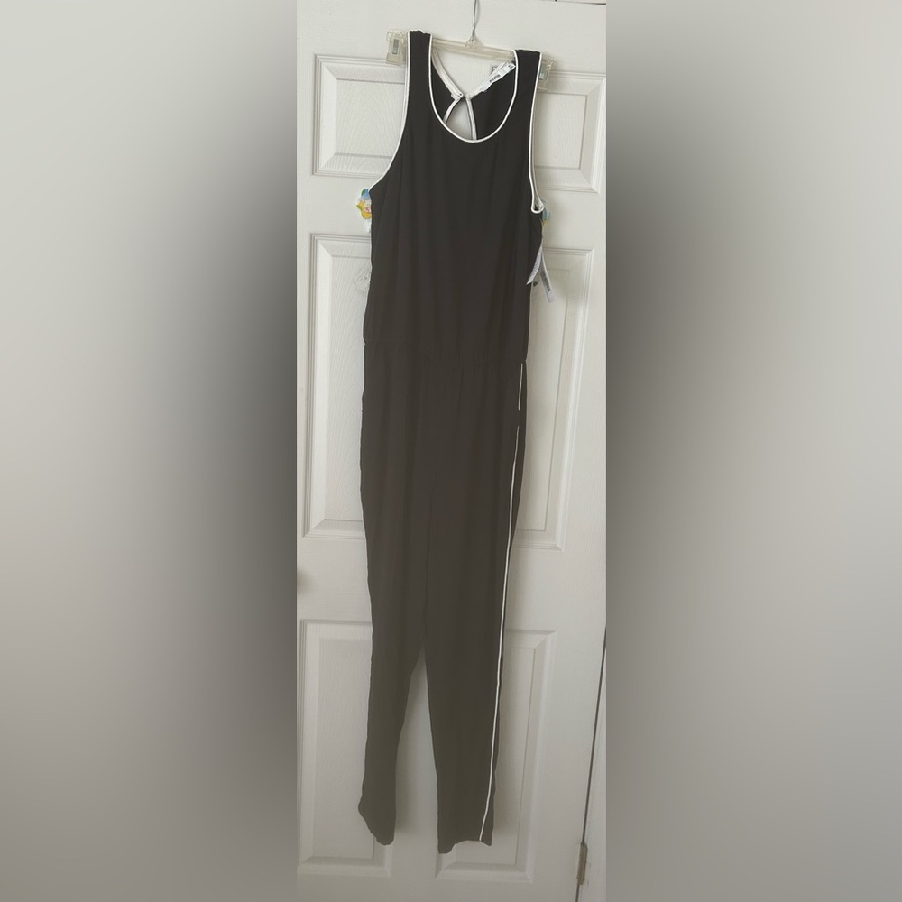 JustFab Black Jumpsuit with White Trim